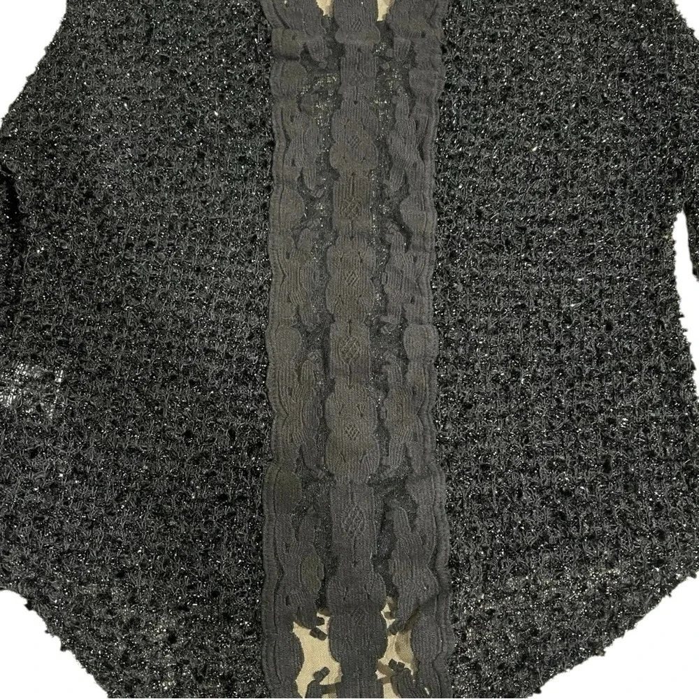 Cowgirl Up Black Silver Sparkle Long Sleeve Party Glam Sweater Size small - Picture 2 of 5